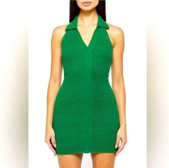 green velvet halter dress Embellished Halterneck Bubble Hem Mini Dress in Ivory – PetalBlis main image 0